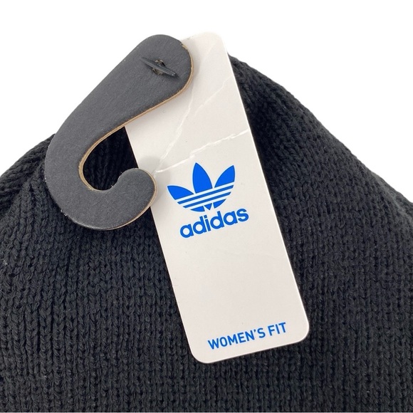 Adidas Originals Trefoil Black Womens Fit Knit Beanie - Picture 8 of 11
